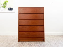 Danish Teak 5 Drawer High Boy Dresser
