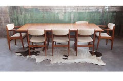 Danish Teak 60s 70s Larsen Dining Table + 6 Benny Linden Teak Chairs Set of 7