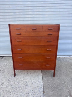 Comodino danese in teak a 7 cassetti di Vitre, metà del XX secolo, 1963