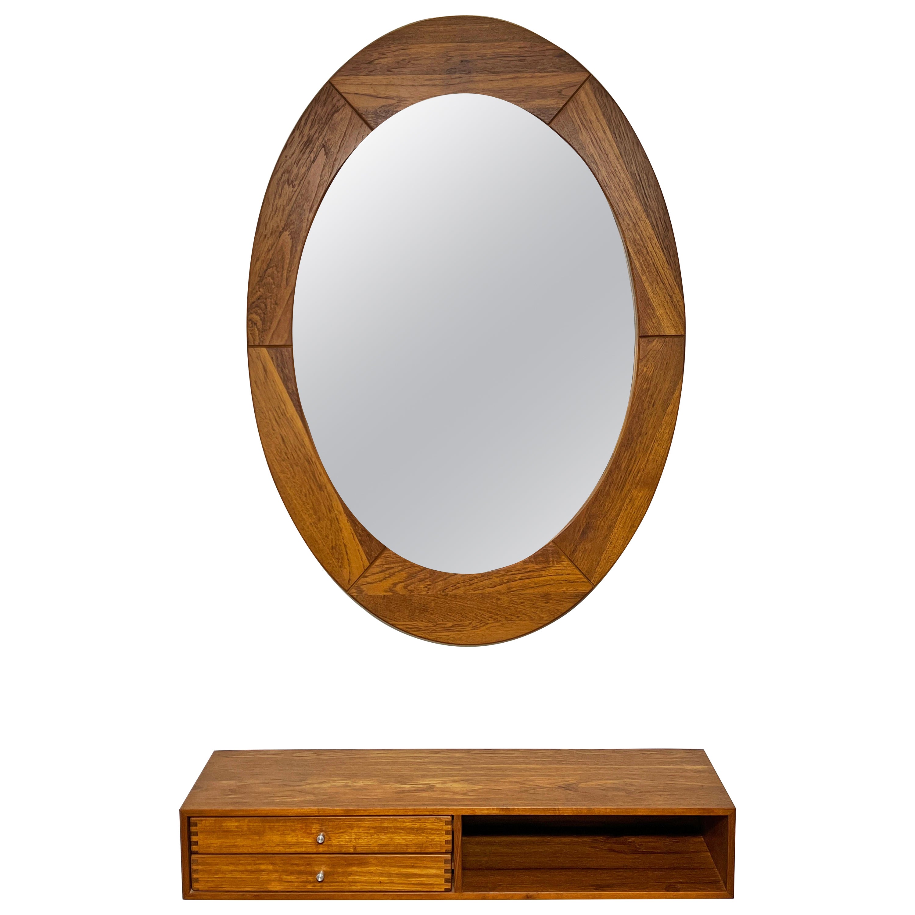Danish Teak Aksel Kjersgaard Console With Pedersen & Hansen Mirror Circa '60s