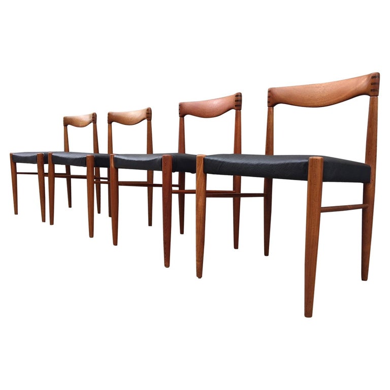 Danish Teak And Black Leather Dining, Leather Dining Chairs Set Of 4 Black