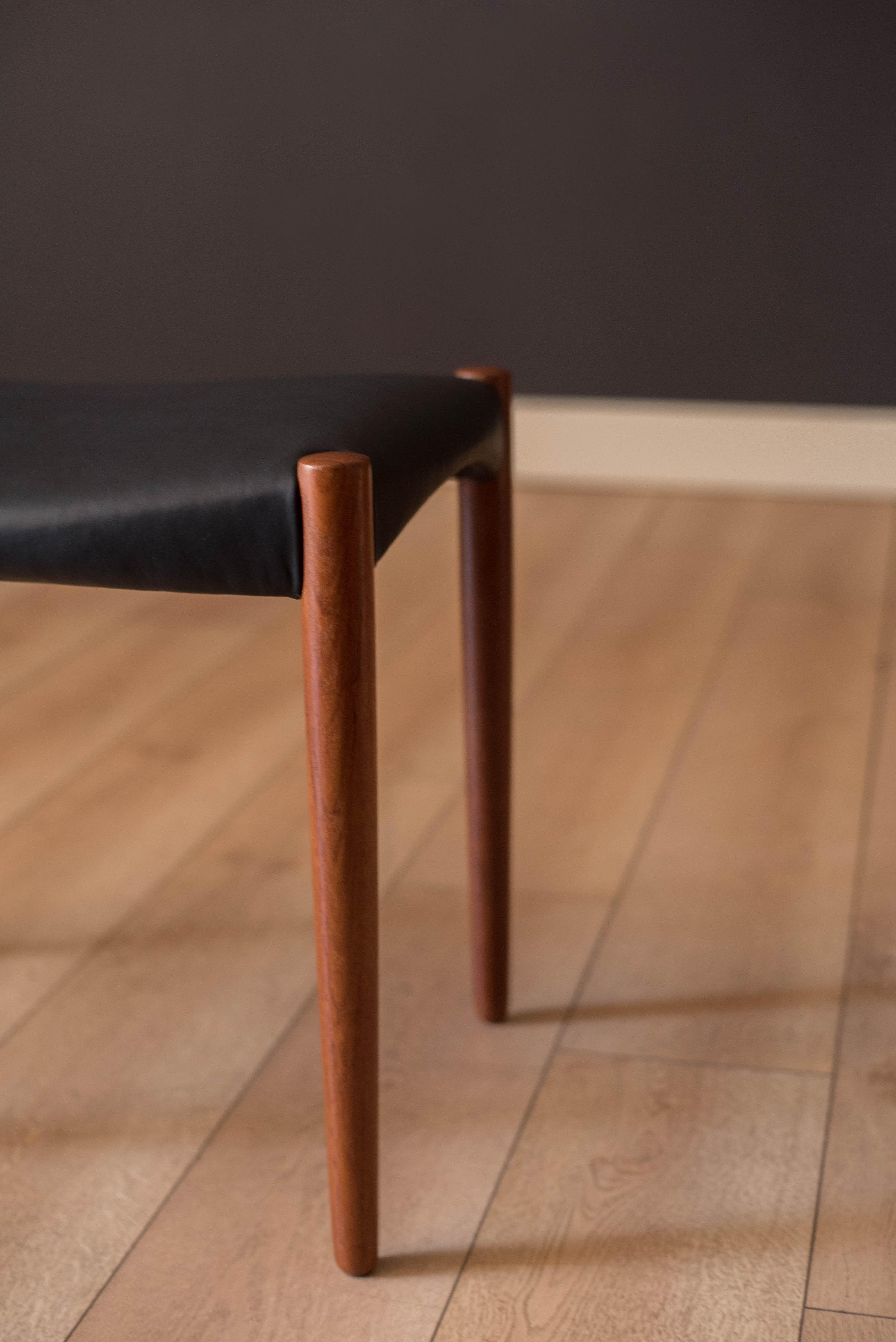Danish Teak and Black Leather Stool by Aksel Bender Madsen and Ejner Larsen In Good Condition In San Jose, CA