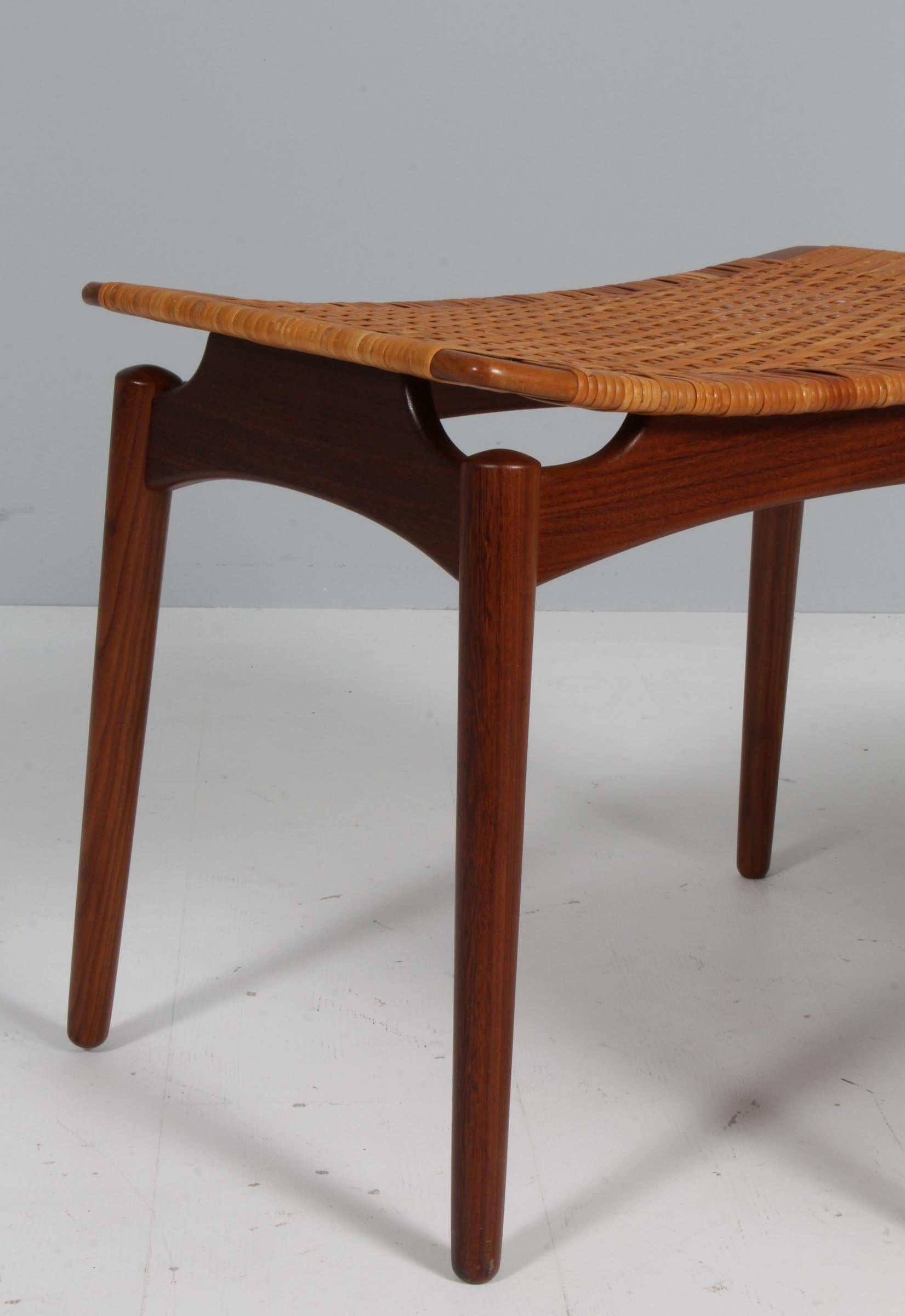 Danish Teak and Cane pair of Stools from Ølholm Møbelfabrik, 1950s 2