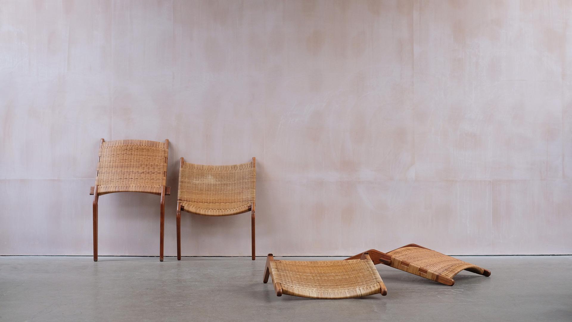 Danish Teak and Cane Scissor Chairs 5