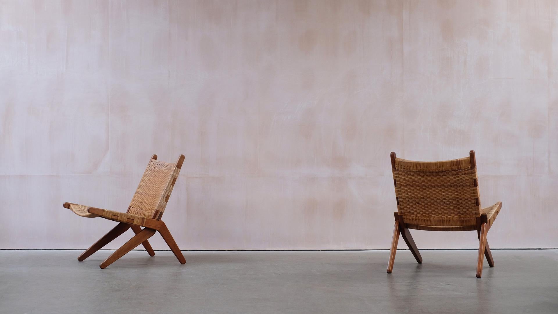 20th Century Danish Teak and Cane Scissor Chairs
