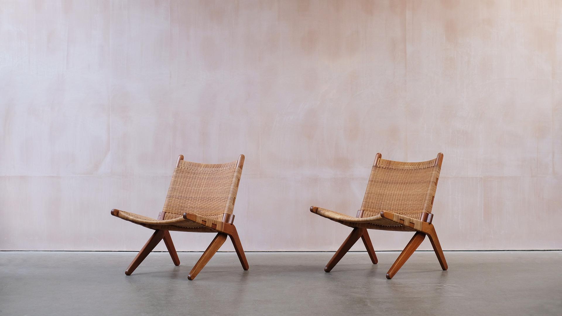 Danish Teak and Cane Scissor Chairs 2