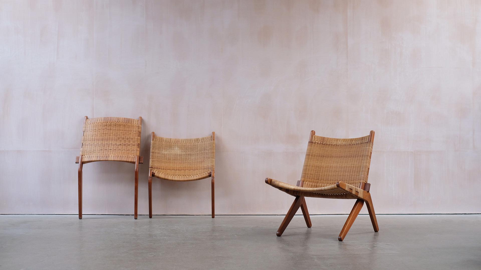 Danish Teak and Cane Scissor Chairs 4