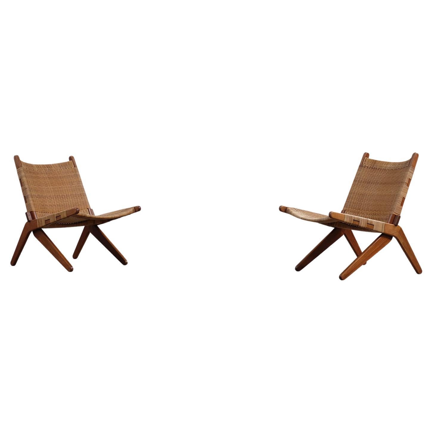 Danish Teak and Cane Scissor Chairs