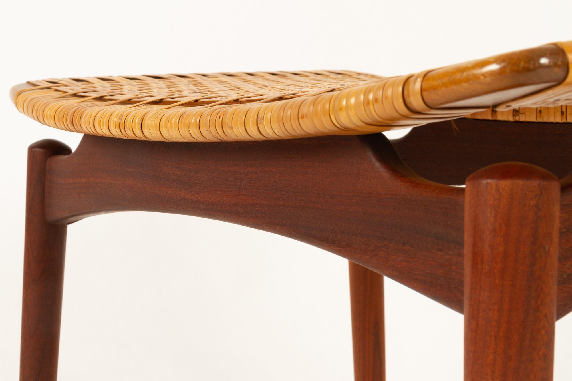 Danish Teak and Cane Stool from Ølholm Møbelfabrik, 1950s 5