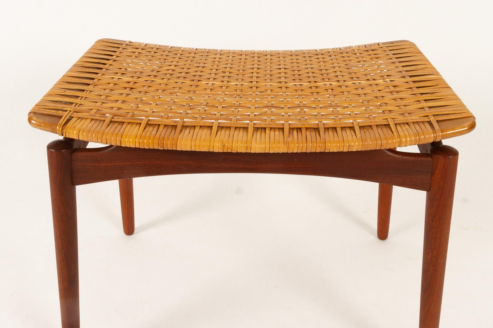 Danish Teak and Cane Stool from Ølholm Møbelfabrik, 1950s 10