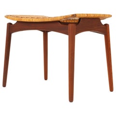 Danish Teak and Cane Stool from Ølholm Møbelfabrik, 1950s