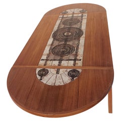 Danish Teak and Ceramic Dining Table Ansager Mobler Ox Art '73