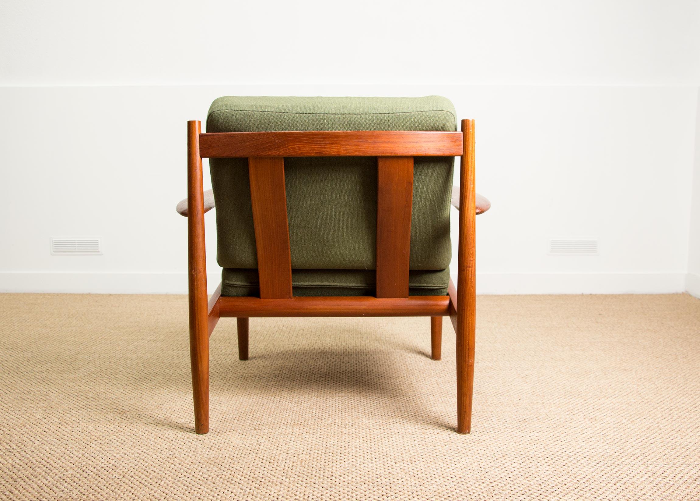 Danish Teak and Fabric Armchair Model 128 by Grete Jalk for France & Son, 1960 7