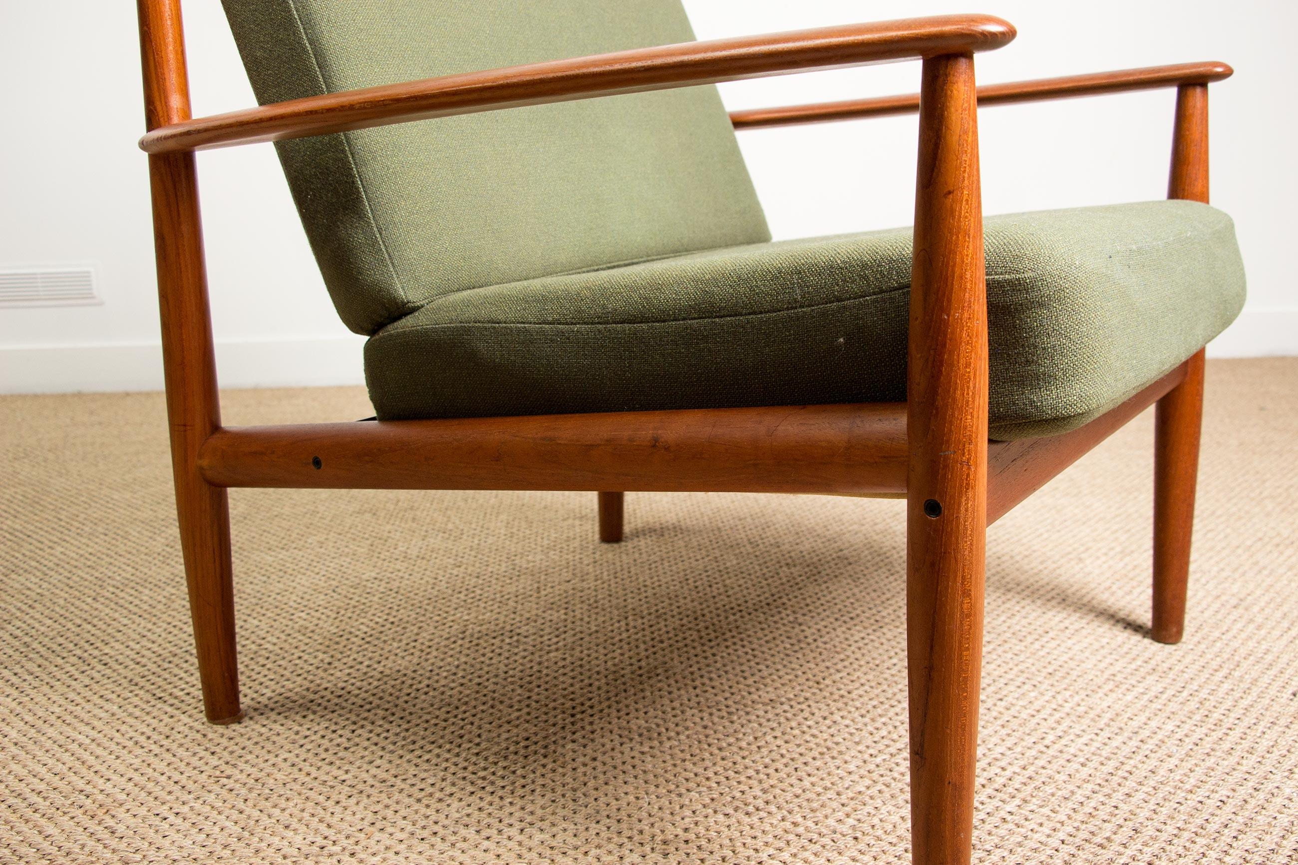 Mid-20th Century Danish Teak and Fabric Armchair Model 128 by Grete Jalk for France & Son, 1960