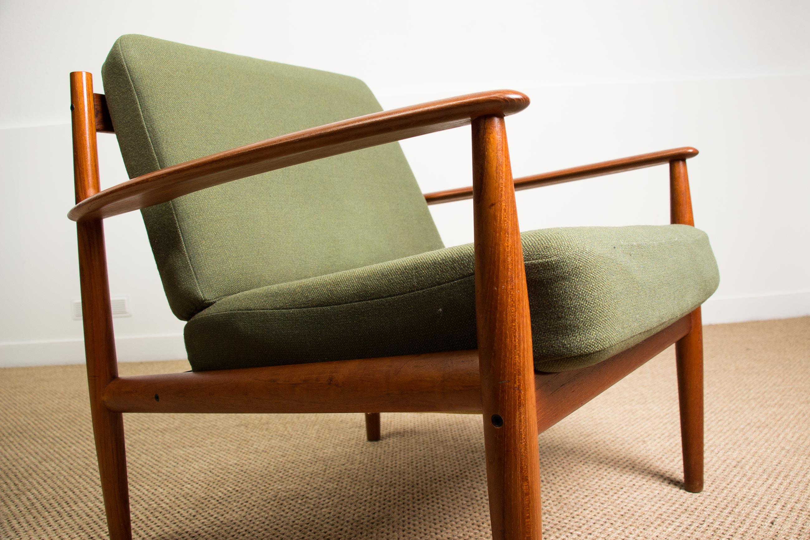 Danish Teak and Fabric Armchair Model 128 by Grete Jalk for France & Son, 1960 1