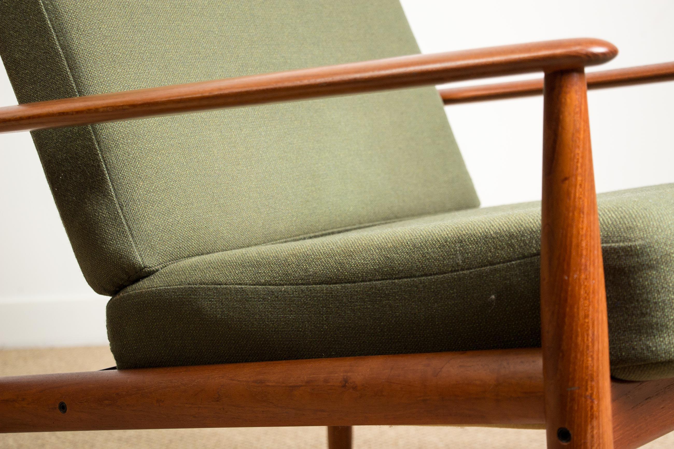 Danish Teak and Fabric Armchair Model 128 by Grete Jalk for France & Son, 1960 2