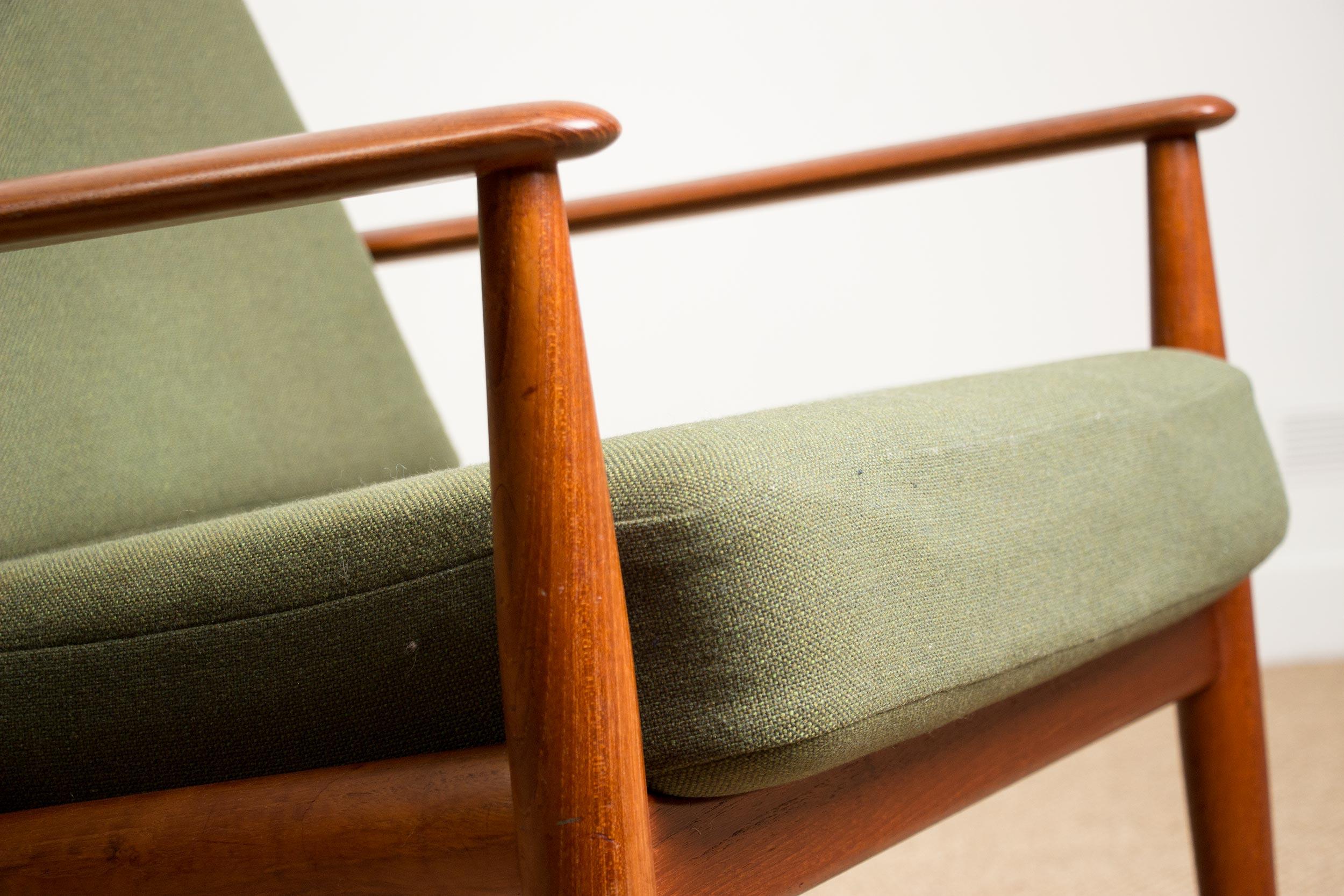 Danish Teak and Fabric Armchair Model 128 by Grete Jalk for France & Son, 1960 3