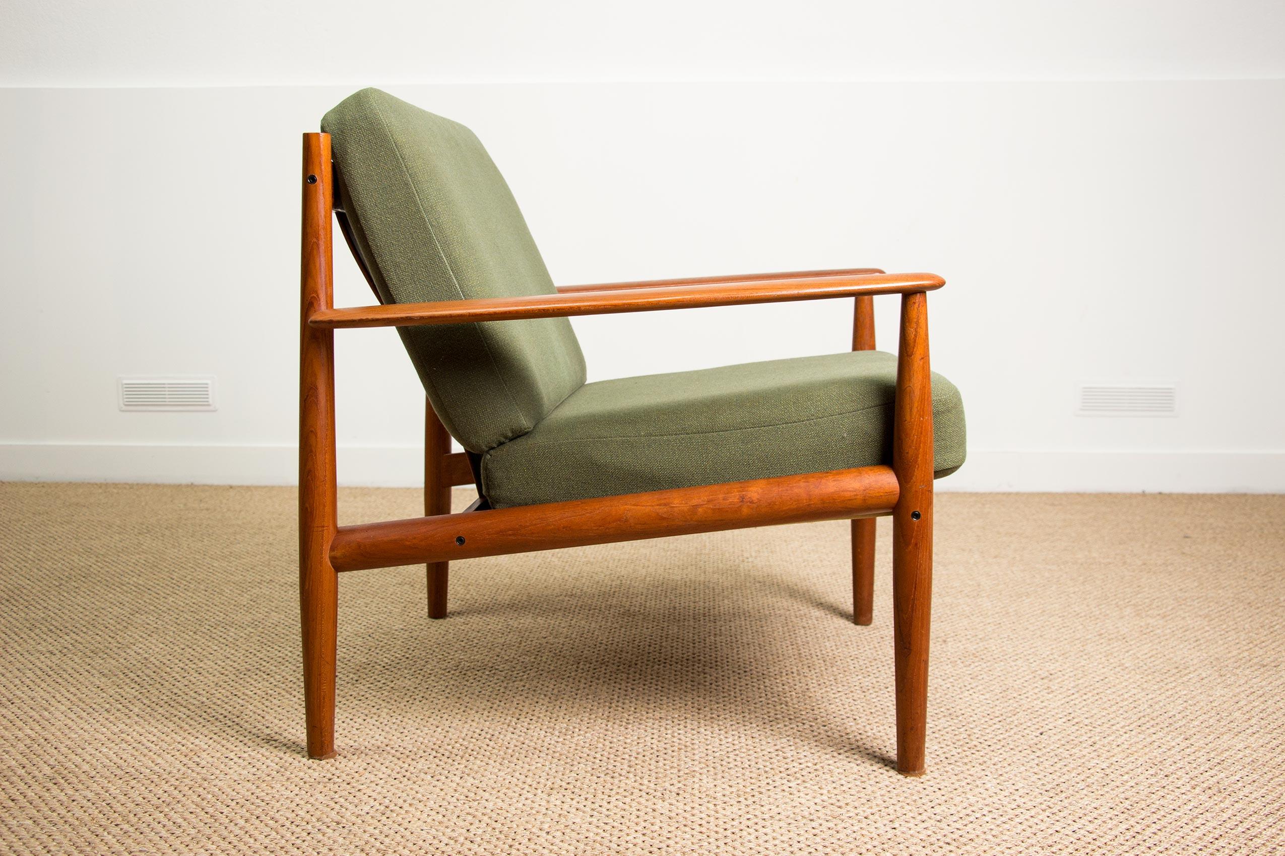 Danish Teak and Fabric Armchair Model 128 by Grete Jalk for France & Son, 1960 4
