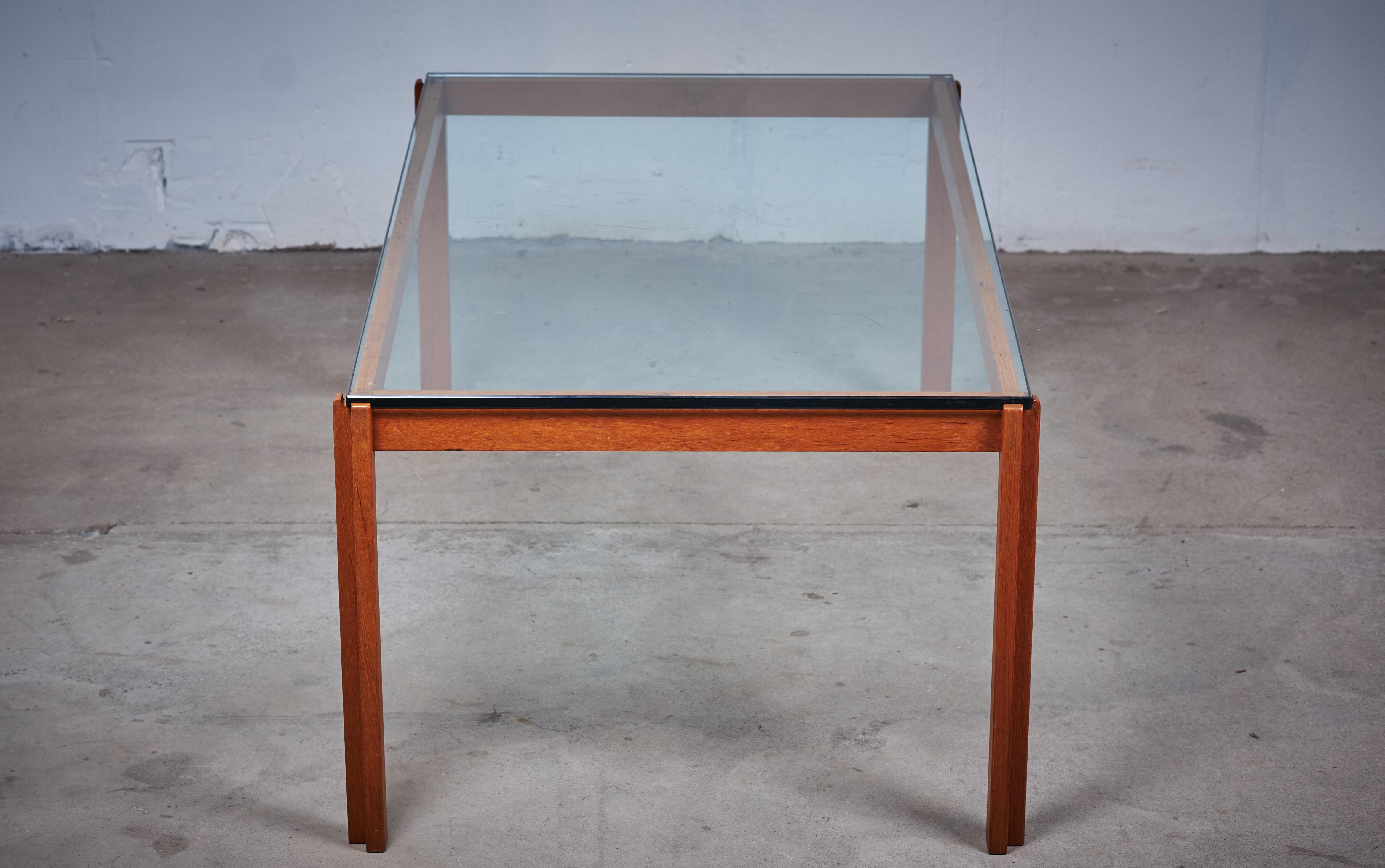 Danish Teak and Glass Coffee Table, 1960s For Sale 5