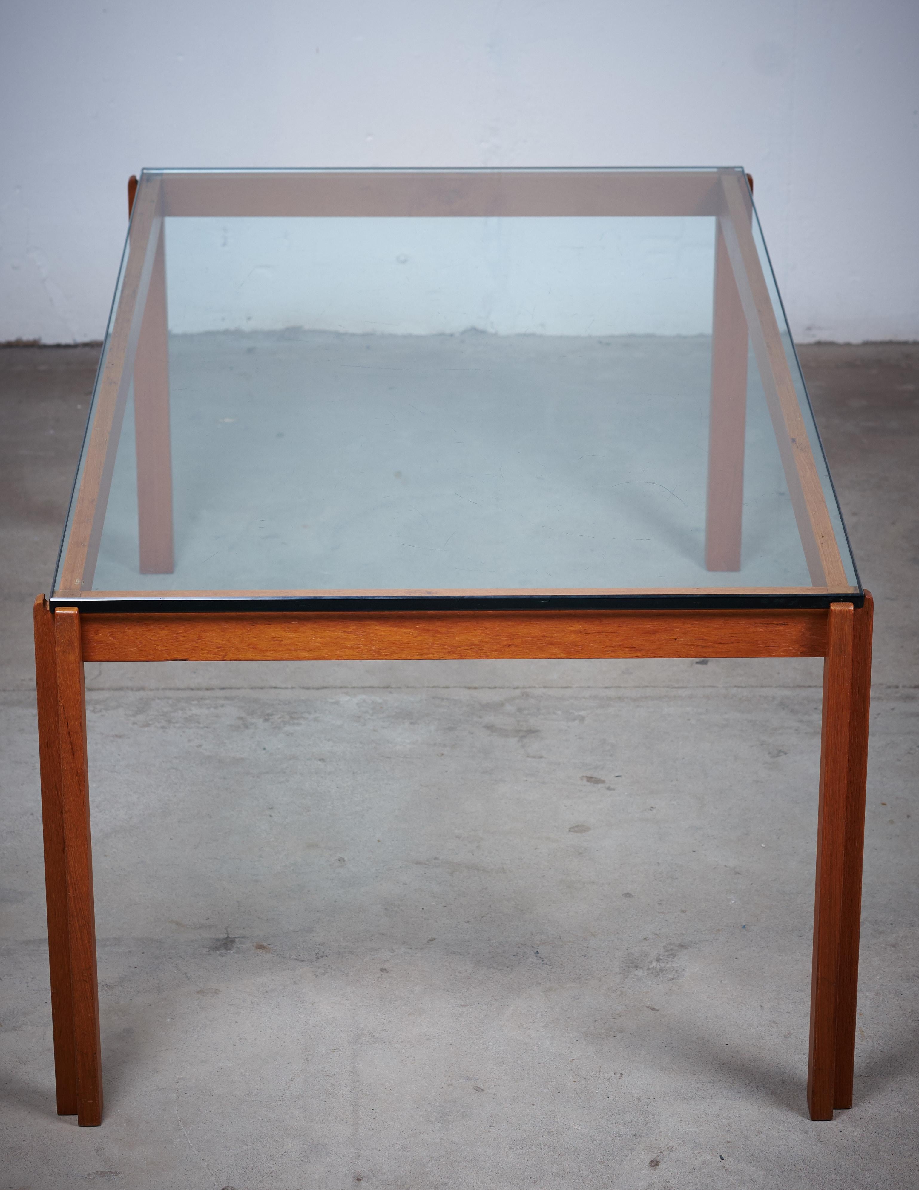 Danish Teak and Glass Coffee Table, 1960s For Sale 6