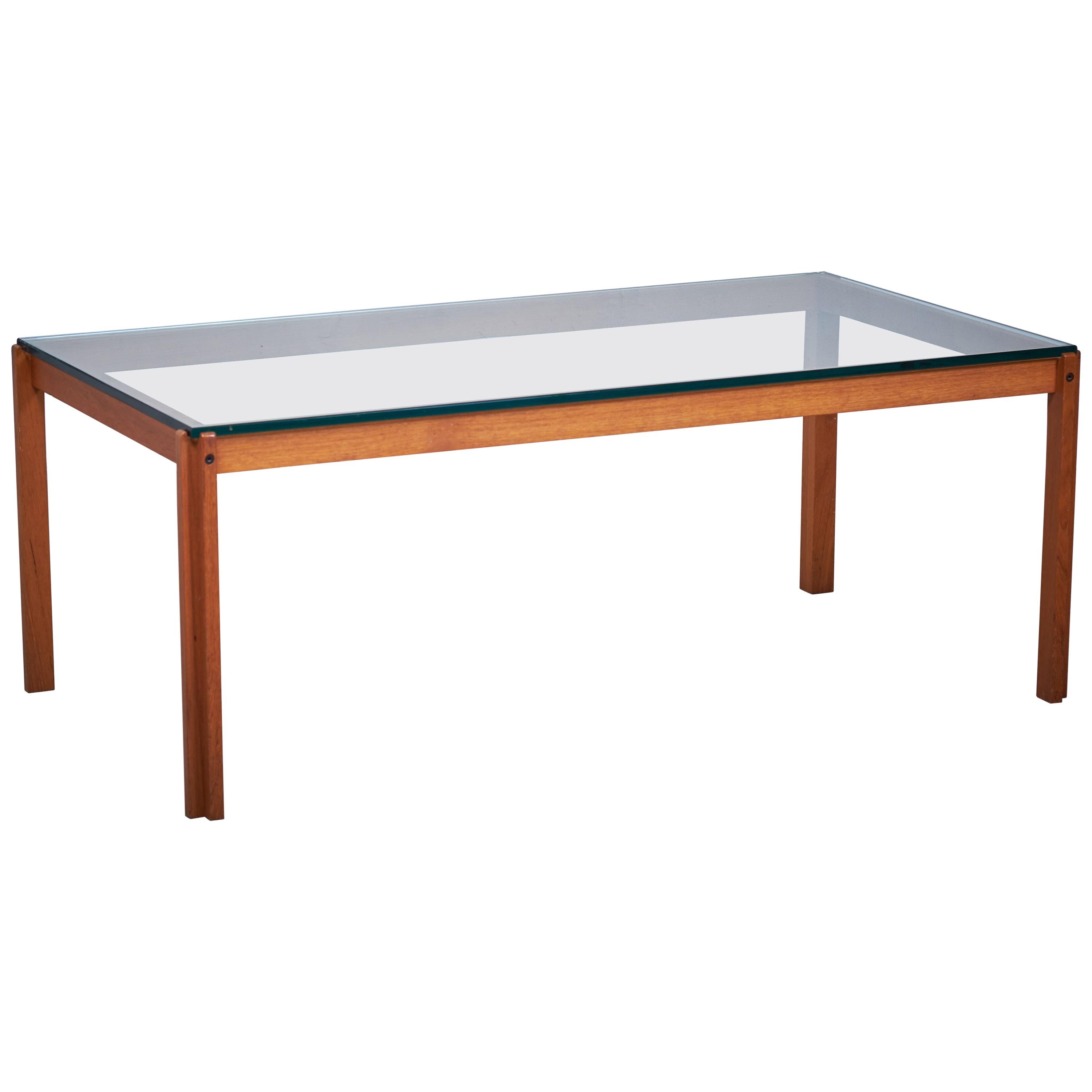 Danish Teak and Glass Coffee Table, 1960s For Sale