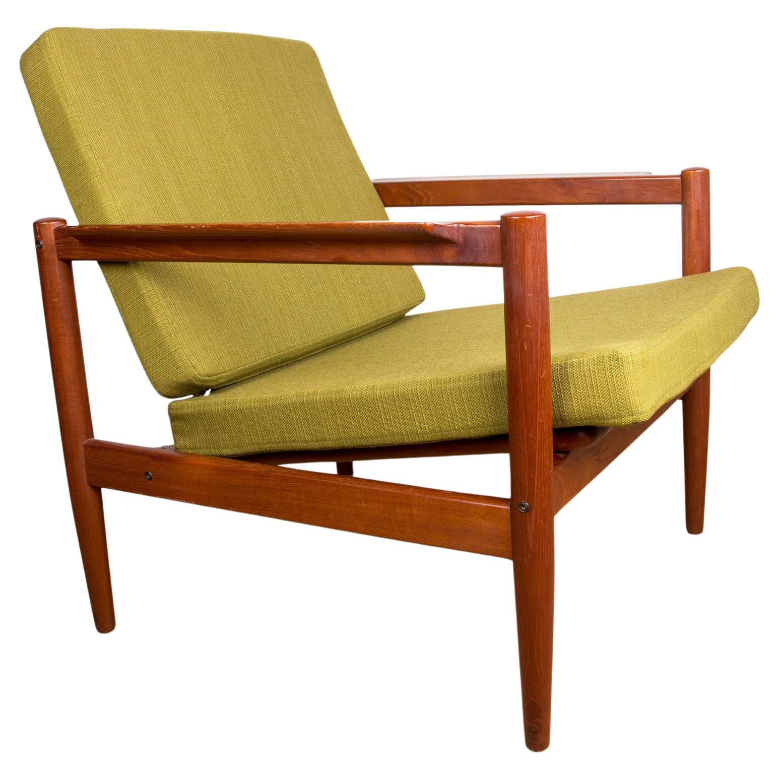 Fauteuil danois en teck et tissu Kvadrat par Børge Jensen & Sønner 1960.