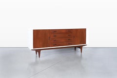 Danish Teak and Lacquered Tambour Door Credenza by Bernhard Pedersen