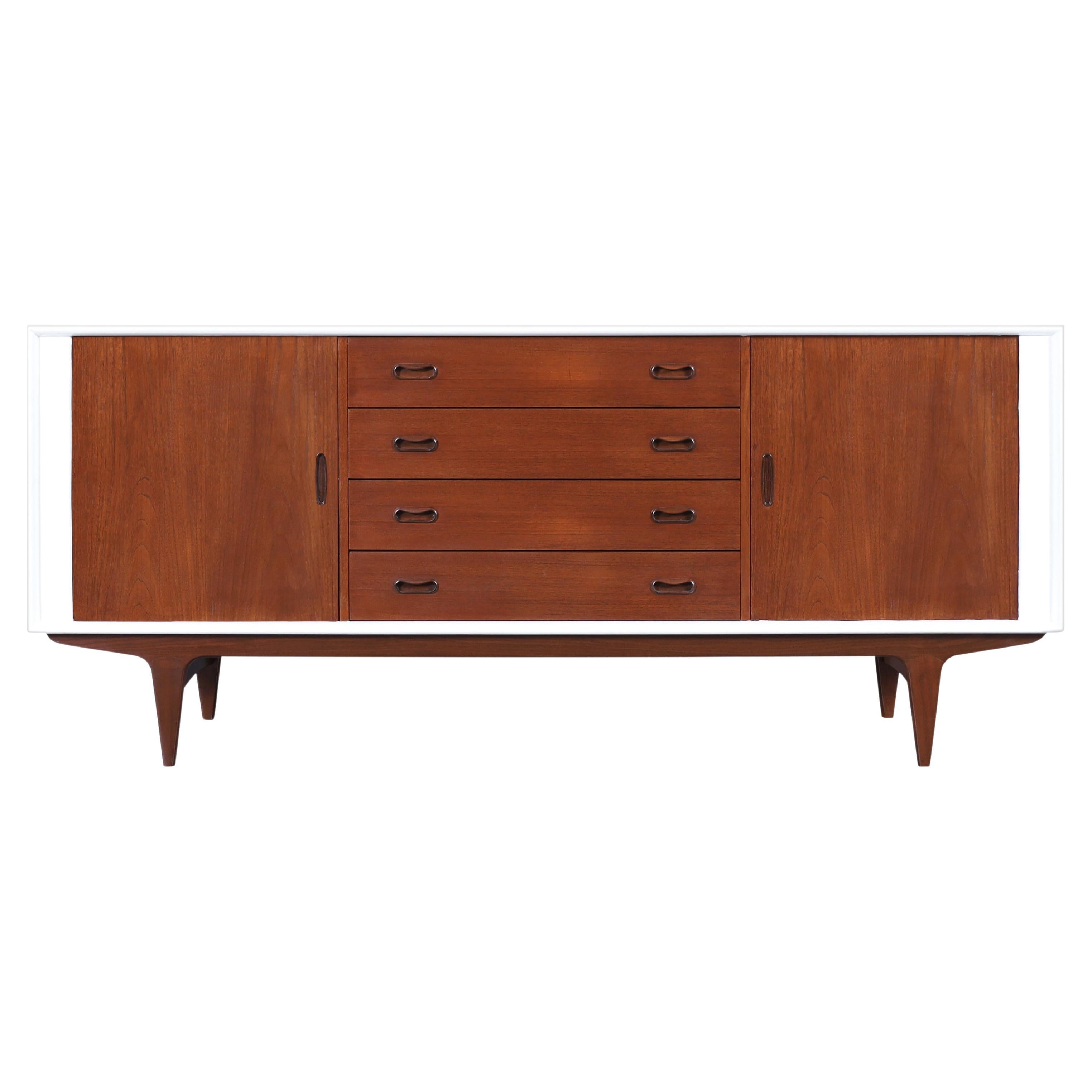 Danish Teak and Lacquered Tambour Door Credenza by Bernhard Pedersen