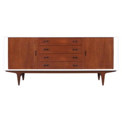 Danish Teak and Lacquered Tambour Door Credenza by Bernhard Pedersen