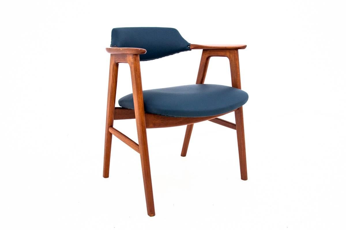 Dänischer Sessel aus Teakholz und Leder, dänisches Design (Skandinavische Moderne) im Angebot