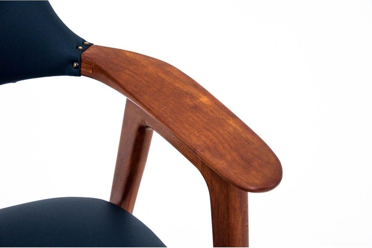 Mid-20th Century Danish Teak and Leather Armchair, Danish Design For Sale