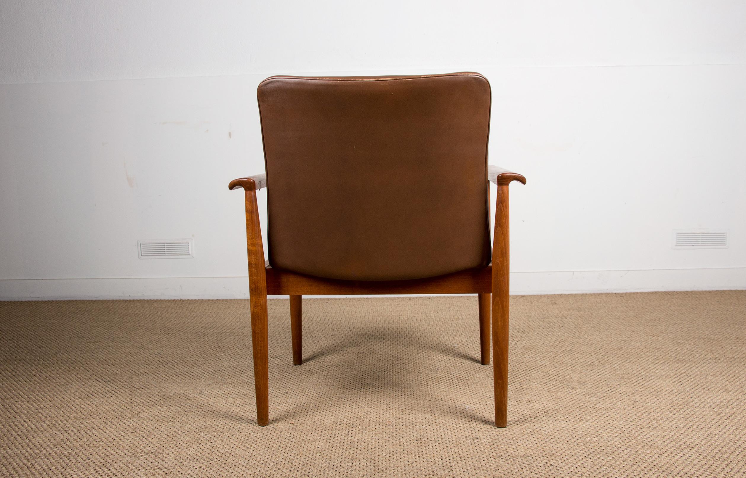 Danish Teak and Leather Armchair Model 209 