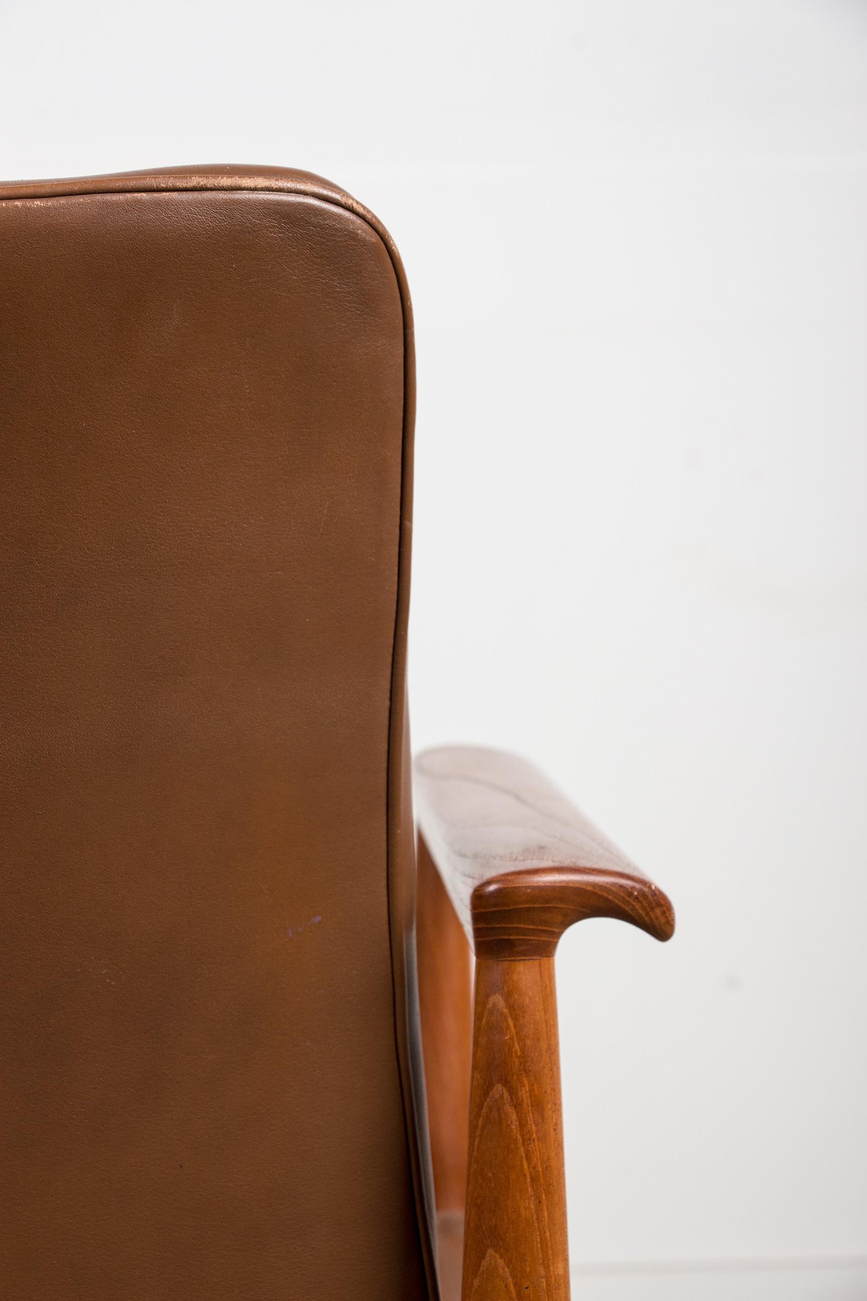 Danish Teak and Leather Armchair Model 209 