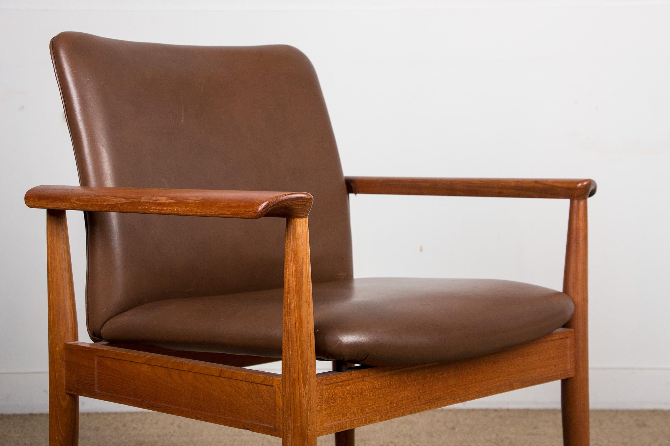 Danish Teak and Leather Armchair Model 209 