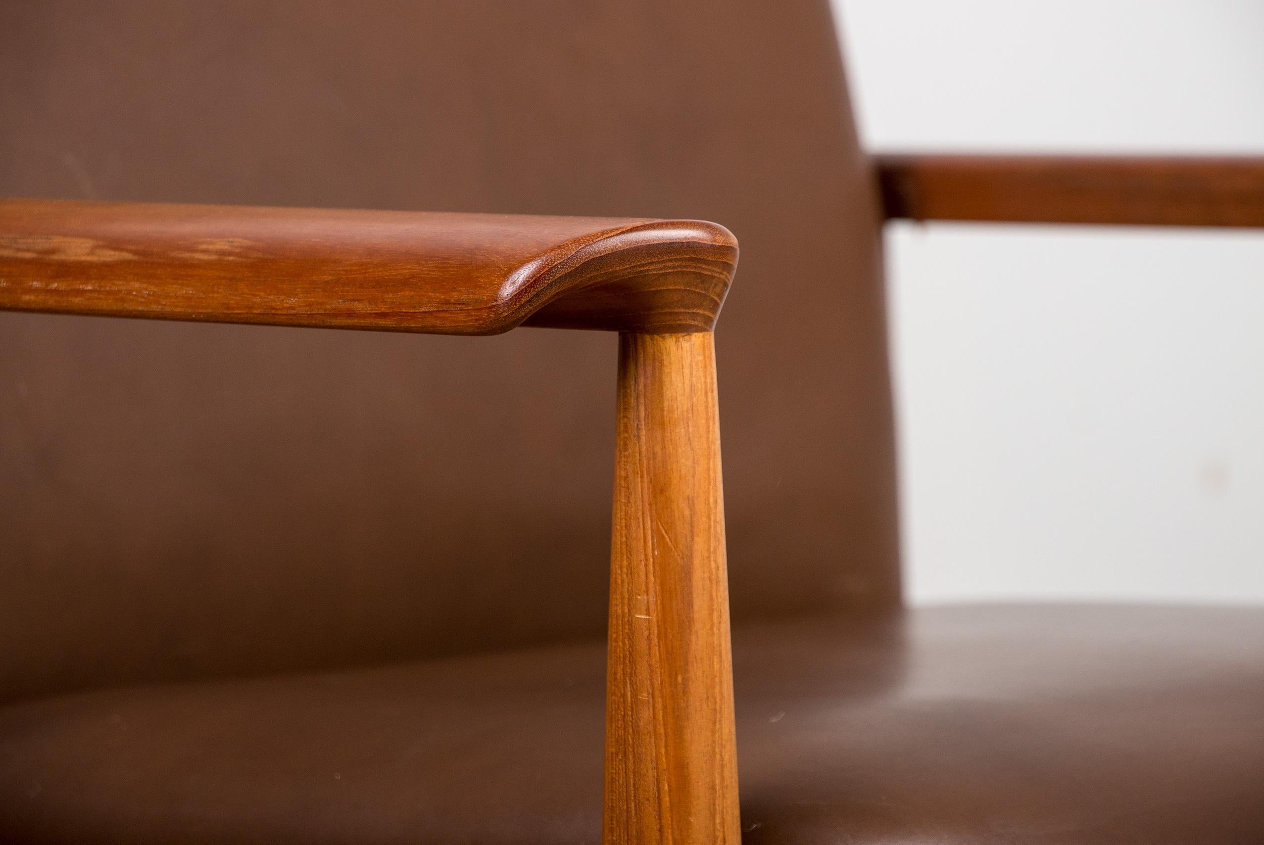 Mid-20th Century Danish Teak and Leather Armchair Model 209 