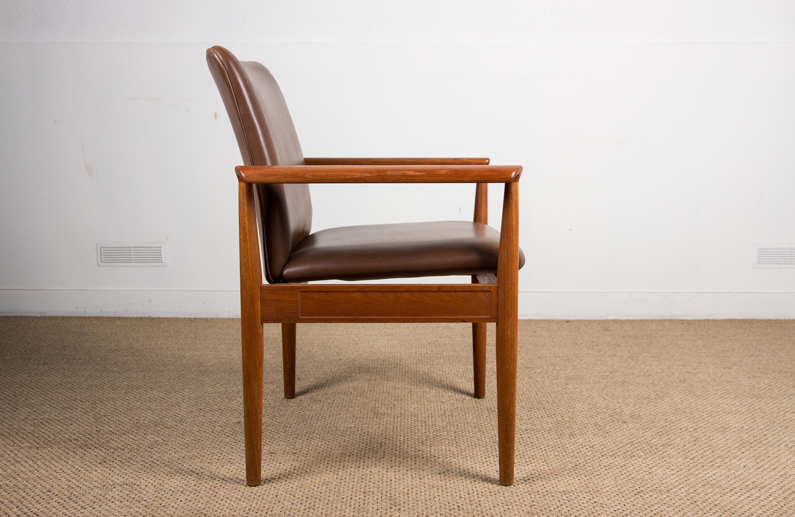 Danish Teak and Leather Armchair Model 209 