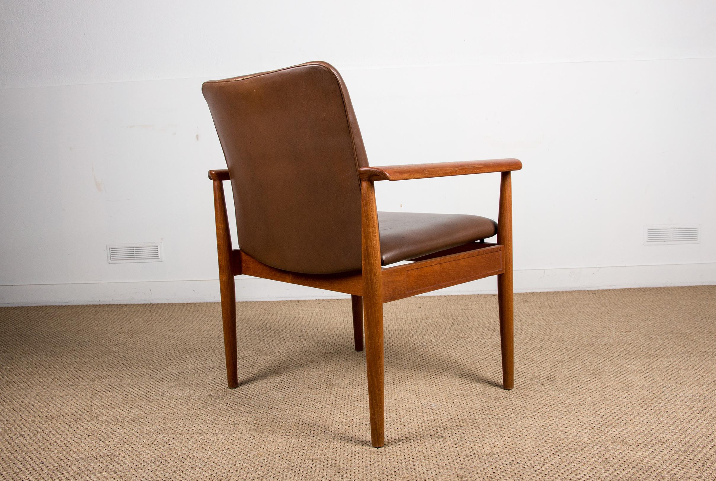 Danish Teak and Leather Armchair Model 209 