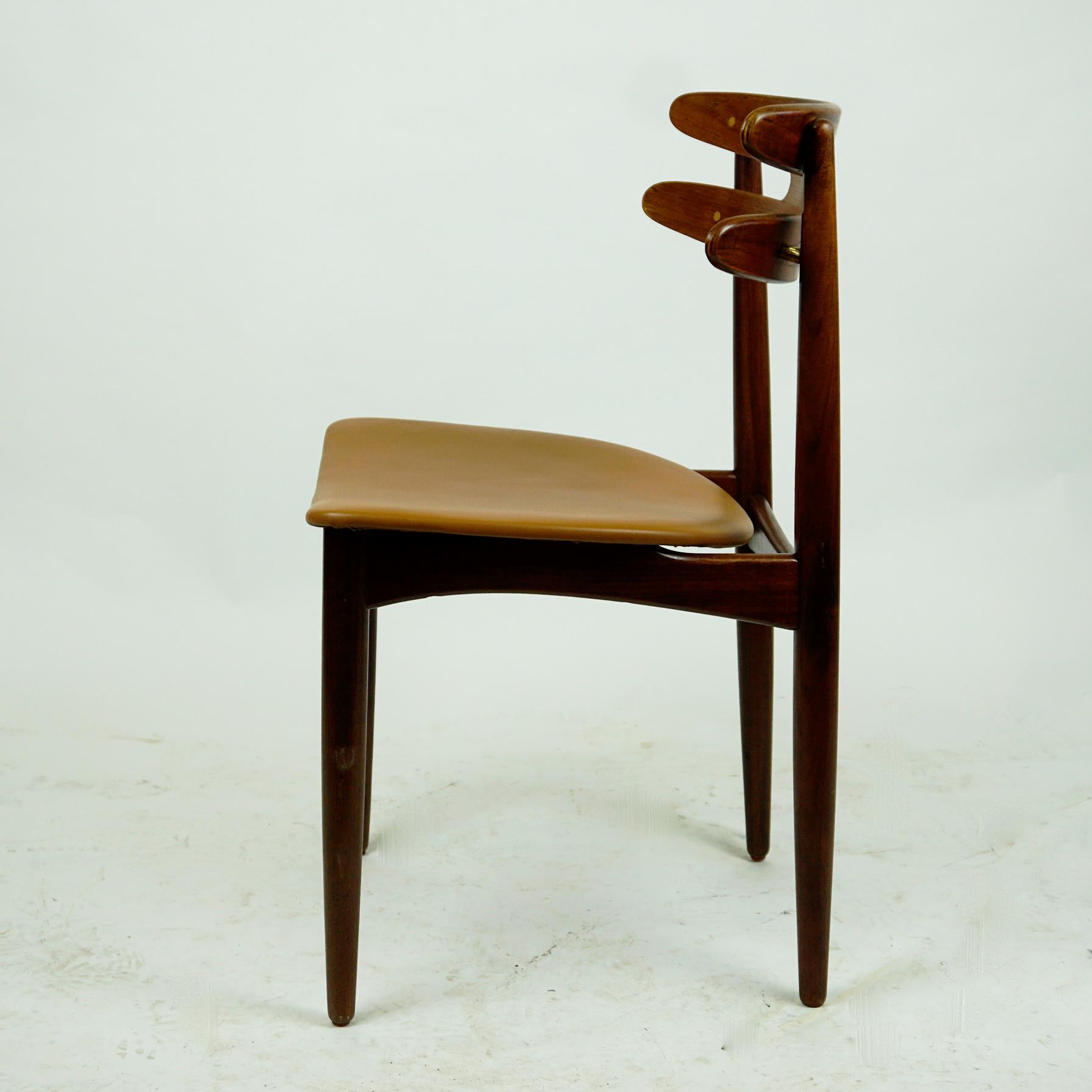 Danese Sedia da pranzo danese in teak e pelle Mod. 178 di Johannes Andersen per Bramin in vendita