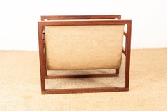 Danish teak and linen magazine rack by Henning Wind-Hansen for Sika Møbler 1960.