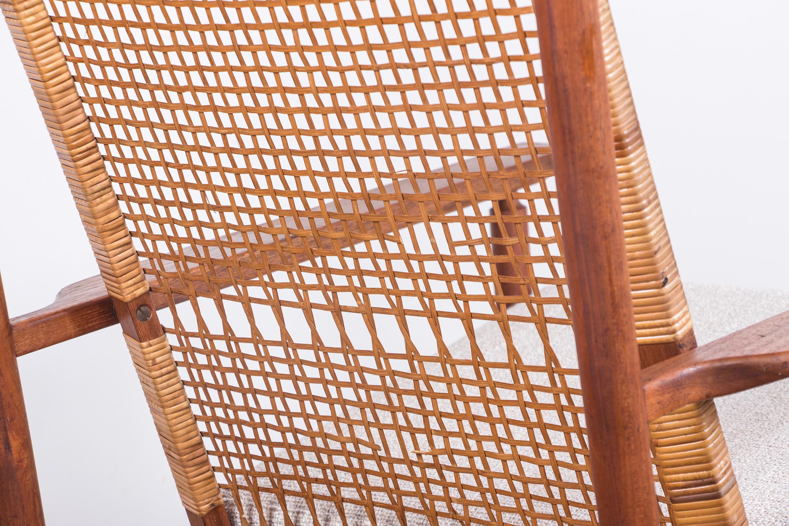 Danish Teak and Rattan Rocking Armchair by Hans Olsen for Juul Kristensen, 1960 10