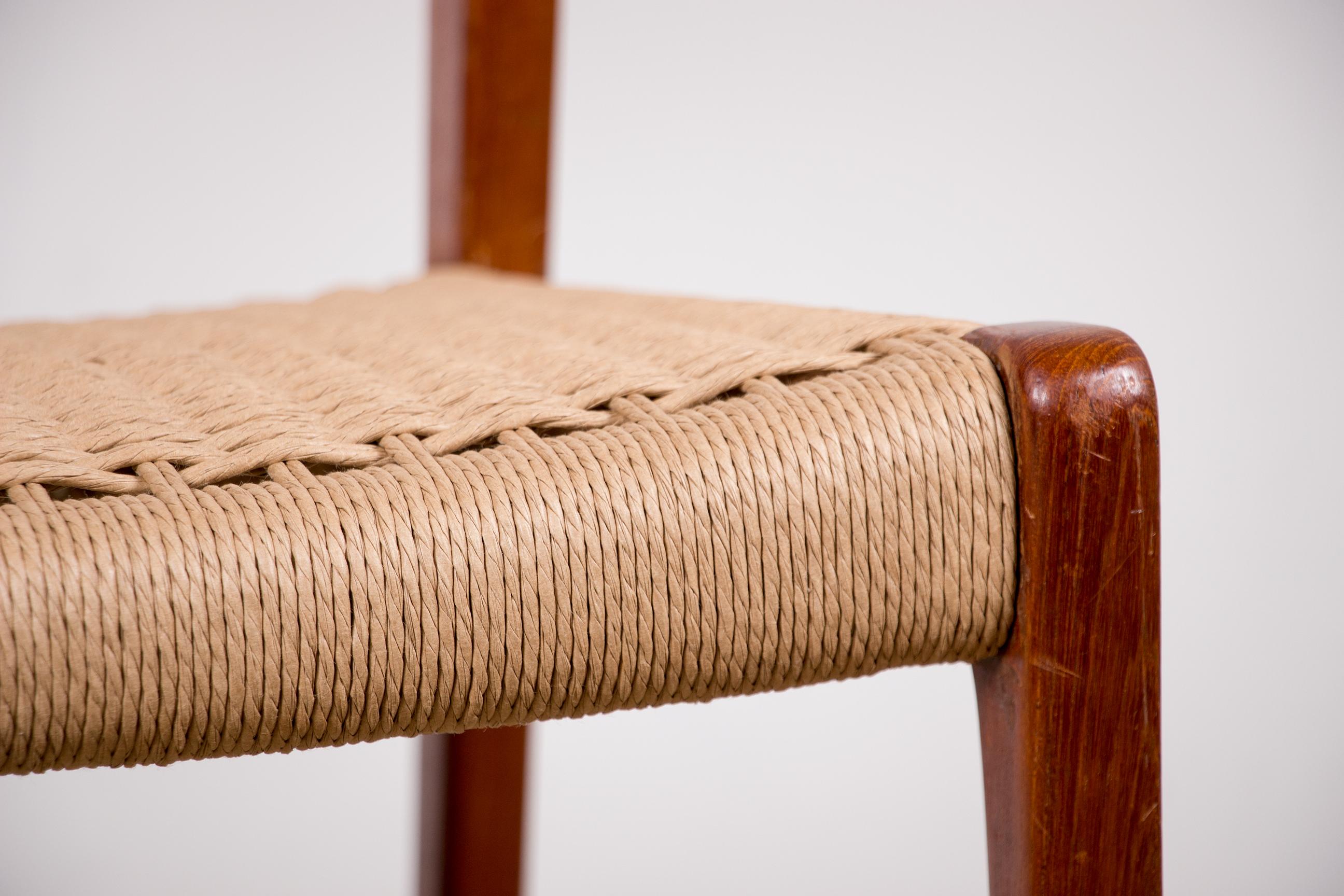 Mid-20th Century Danish Teak and rope chair, model 71 by Niels Otto Moller 1960.