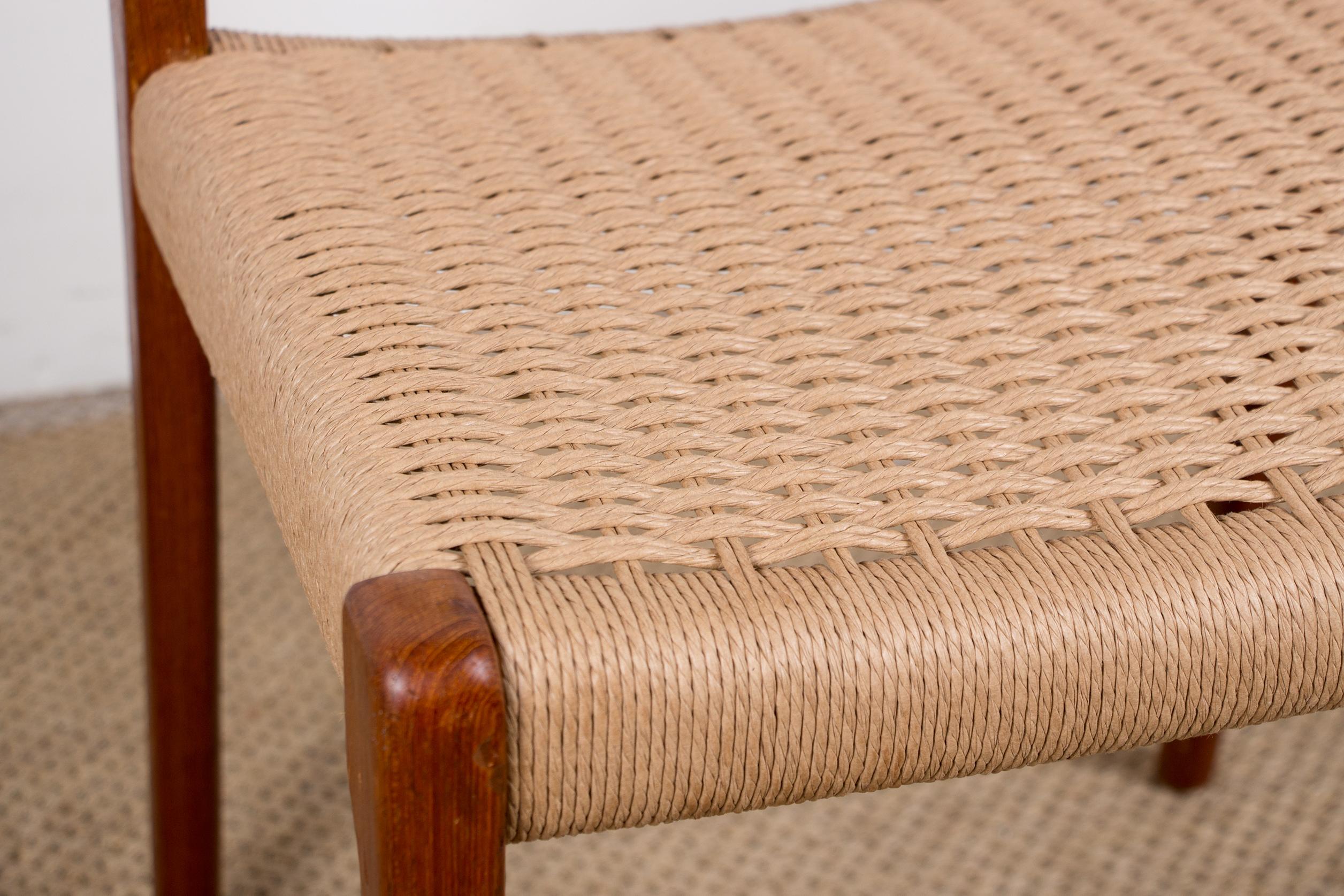 Danish Teak and rope chair, model 71 by Niels Otto Moller 1960. 1