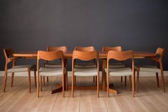 Danish Teak and Rosewood Oval Extending Double Pedestal Dining Table by Rasmus