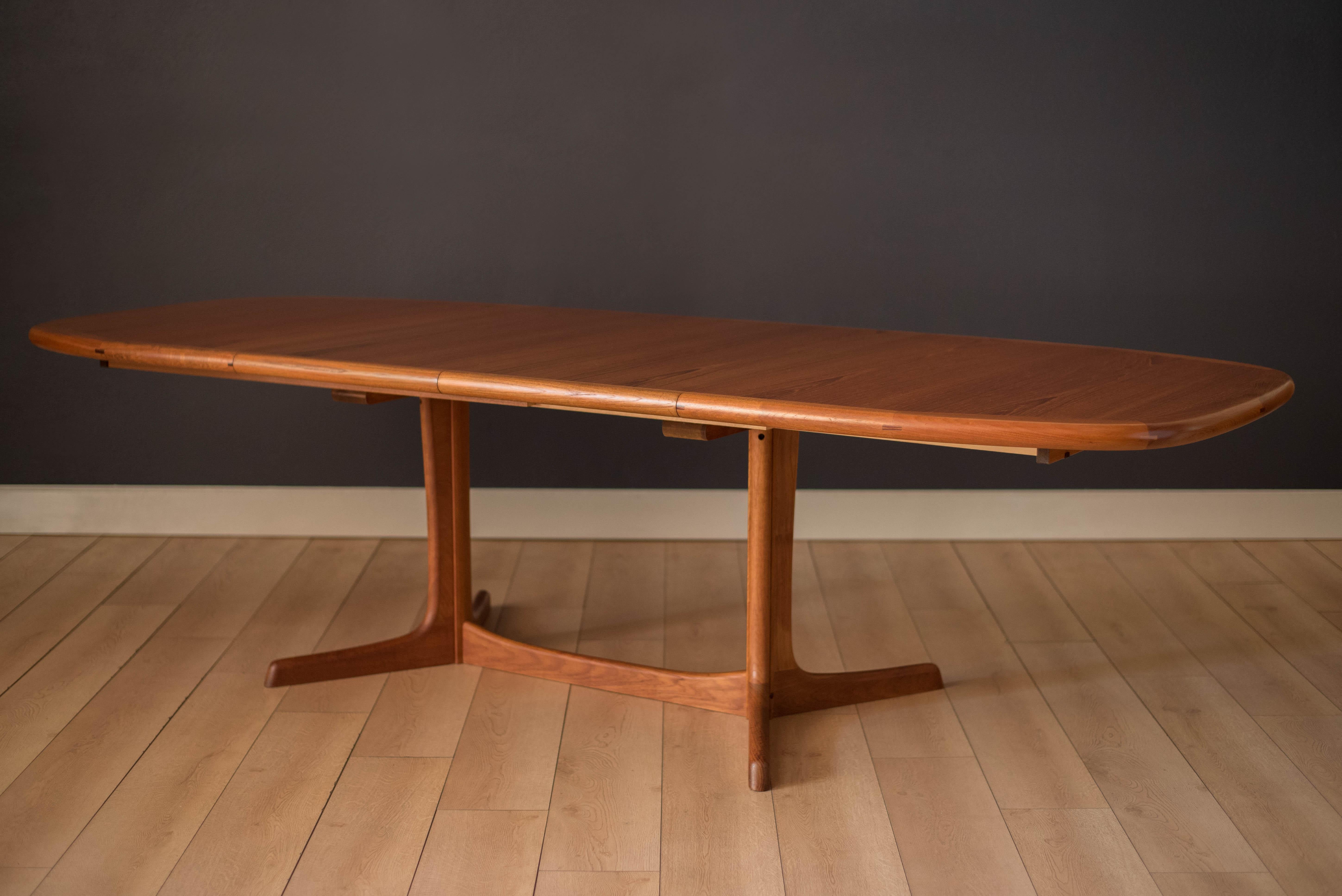 Danish Teak and Rosewood Oval Extending Double Pedestal Dining Table by Rasmus 1