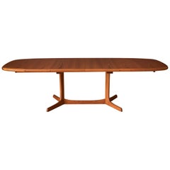 Danish Teak and Rosewood Oval Extending Double Pedestal Dining Table by Rasmus