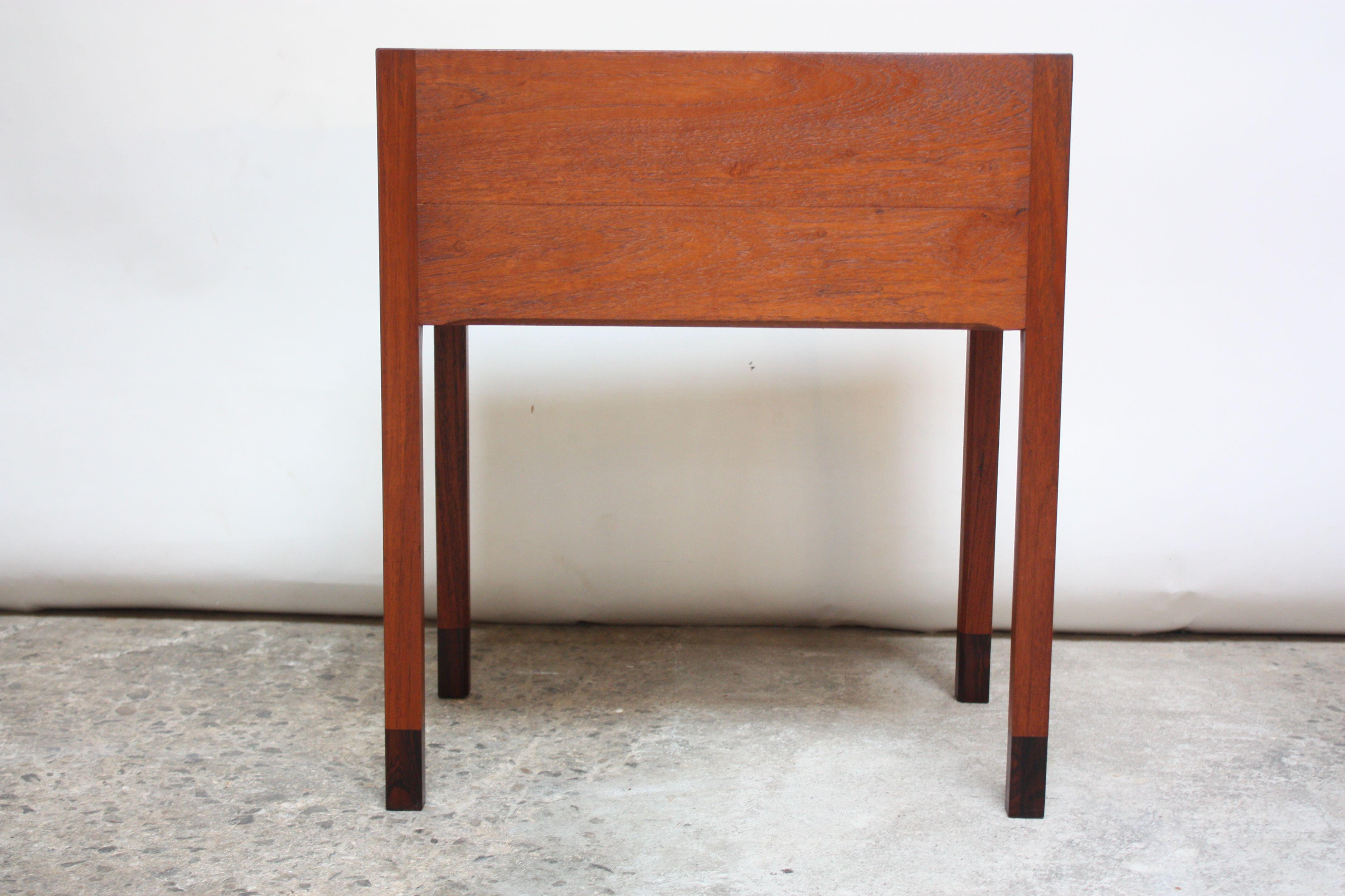Mid-20th Century Danish Teak and Rosewood Side Table Designed for the Rigspolitiet Headquarters For Sale