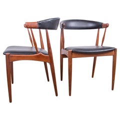 Chaises ou fauteuils danois en teck et Skai de Johannes Andersen pour Broderna, 2 av