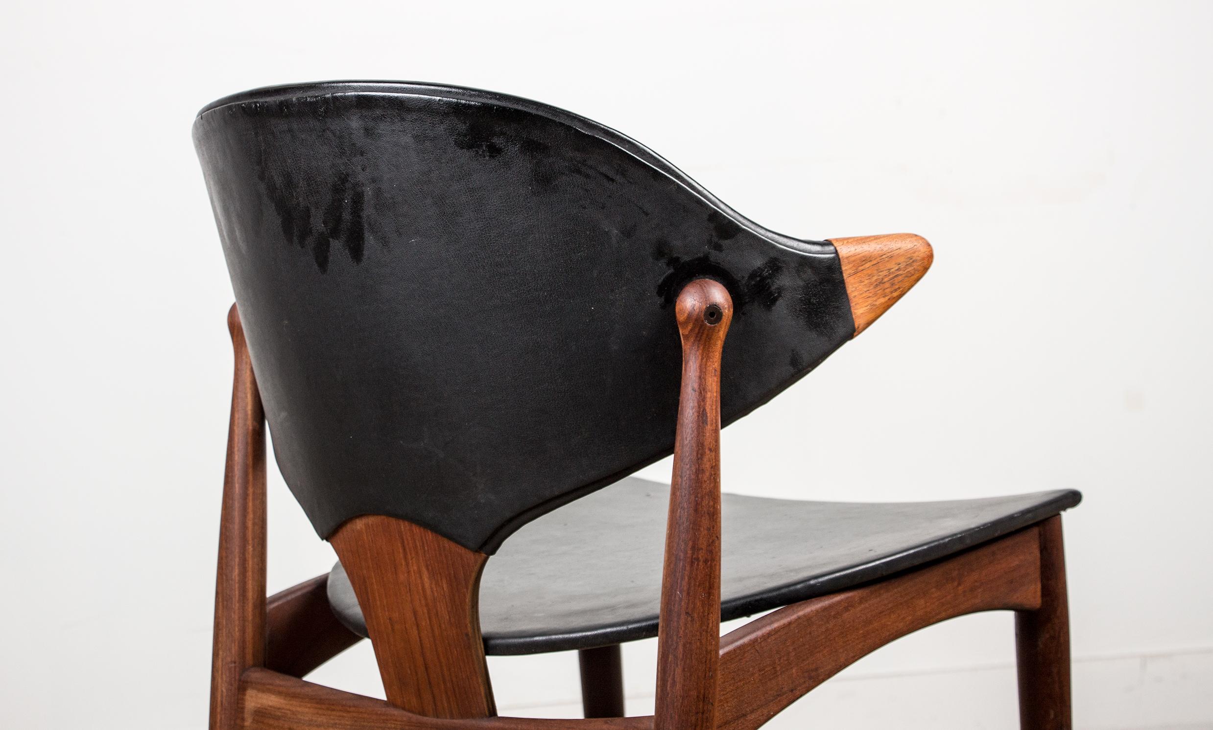 Danish Teak and Skai Desk Chair by Arne Vodder for Vamo Sonderborg 4