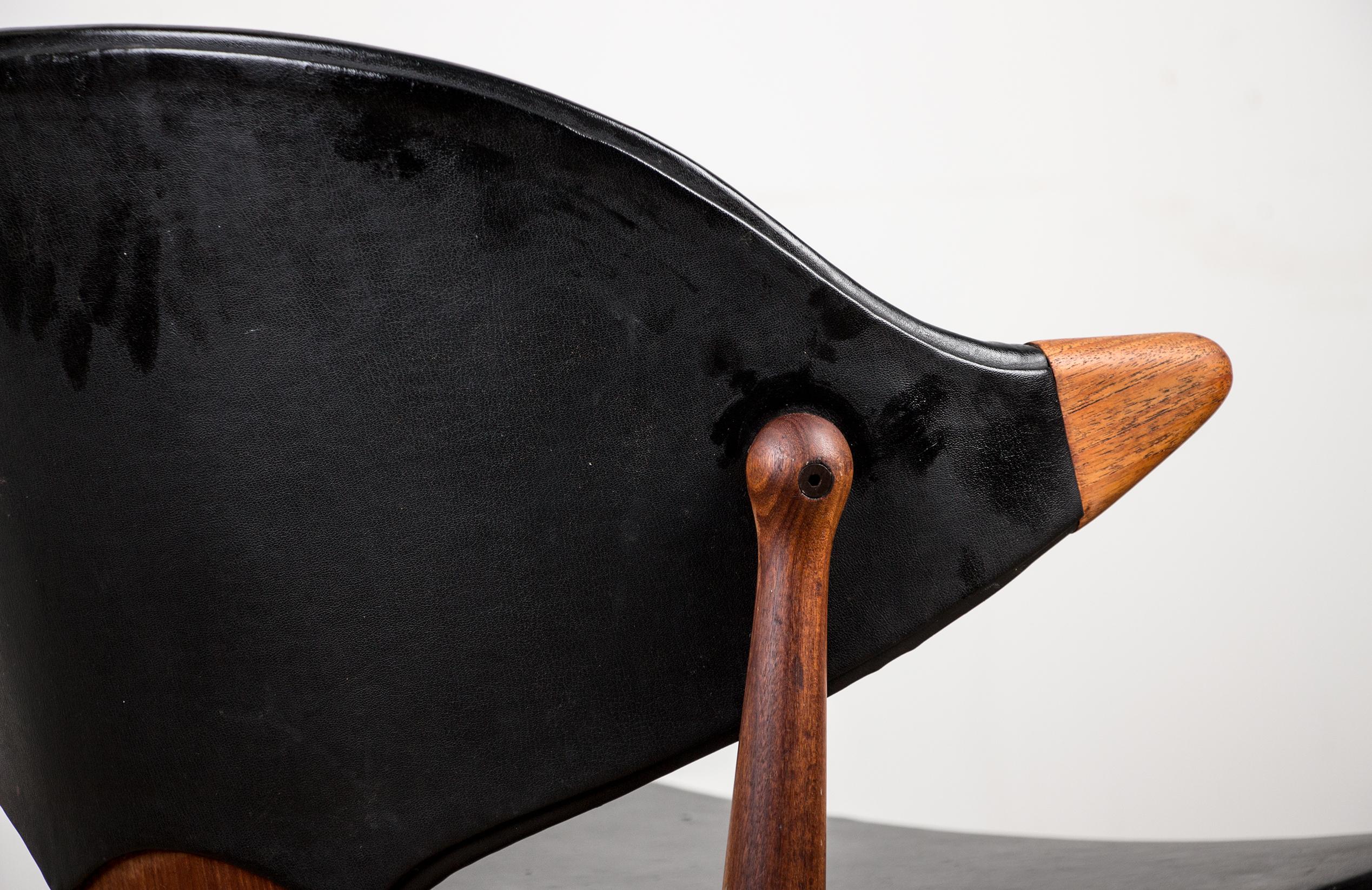 Danish Teak and Skai Desk Chair by Arne Vodder for Vamo Sonderborg 5