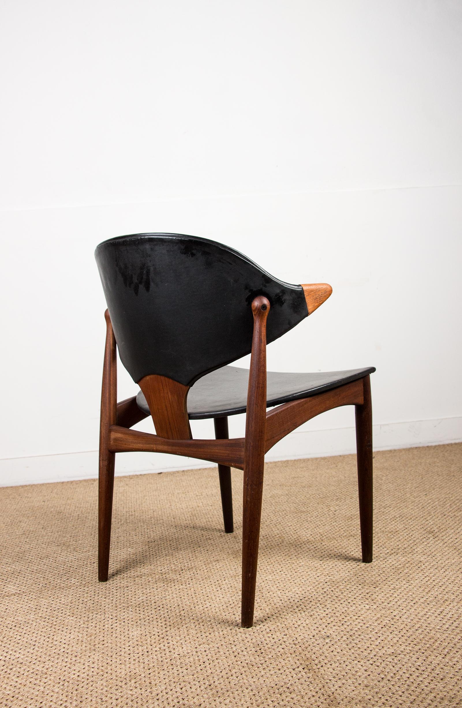 Danish Teak and Skai Desk Chair by Arne Vodder for Vamo Sonderborg 6